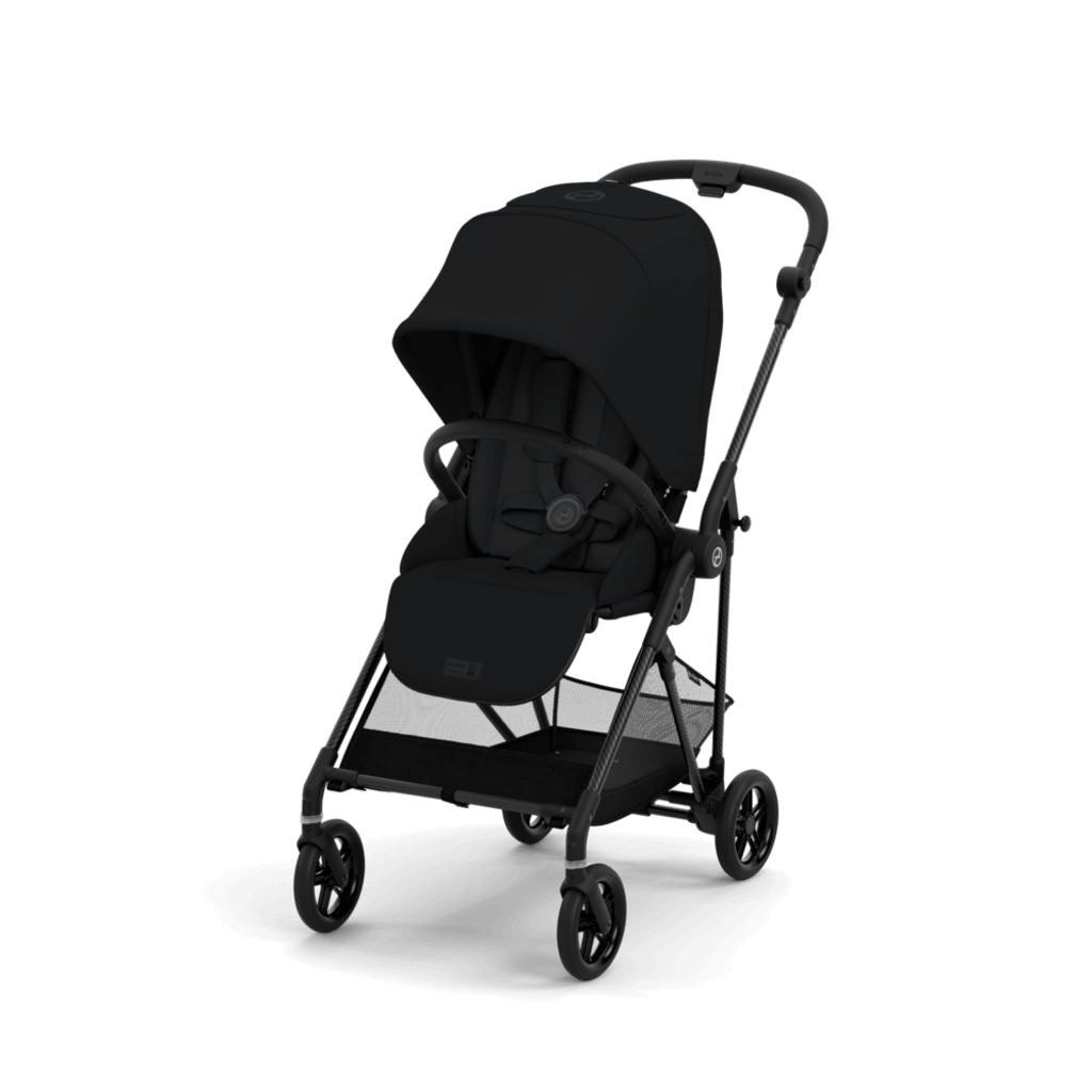Black stroller on a transparent background