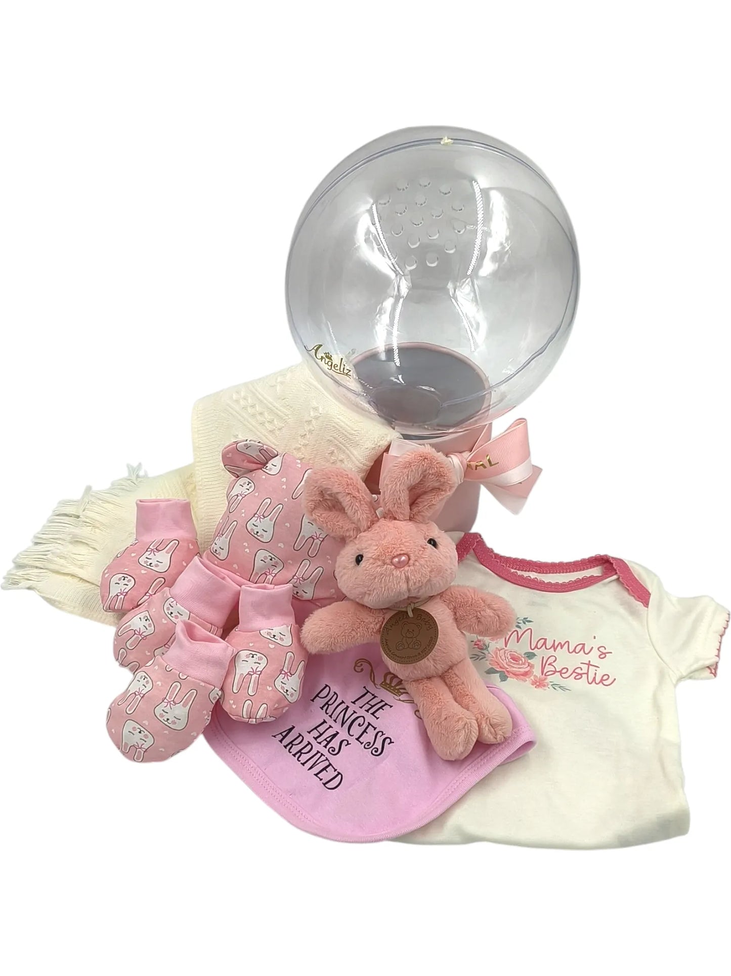 Angeliz Baby Gift Wishing Balloon Lucky Bunny Baby Hamper Set 11 Pcs - Pink