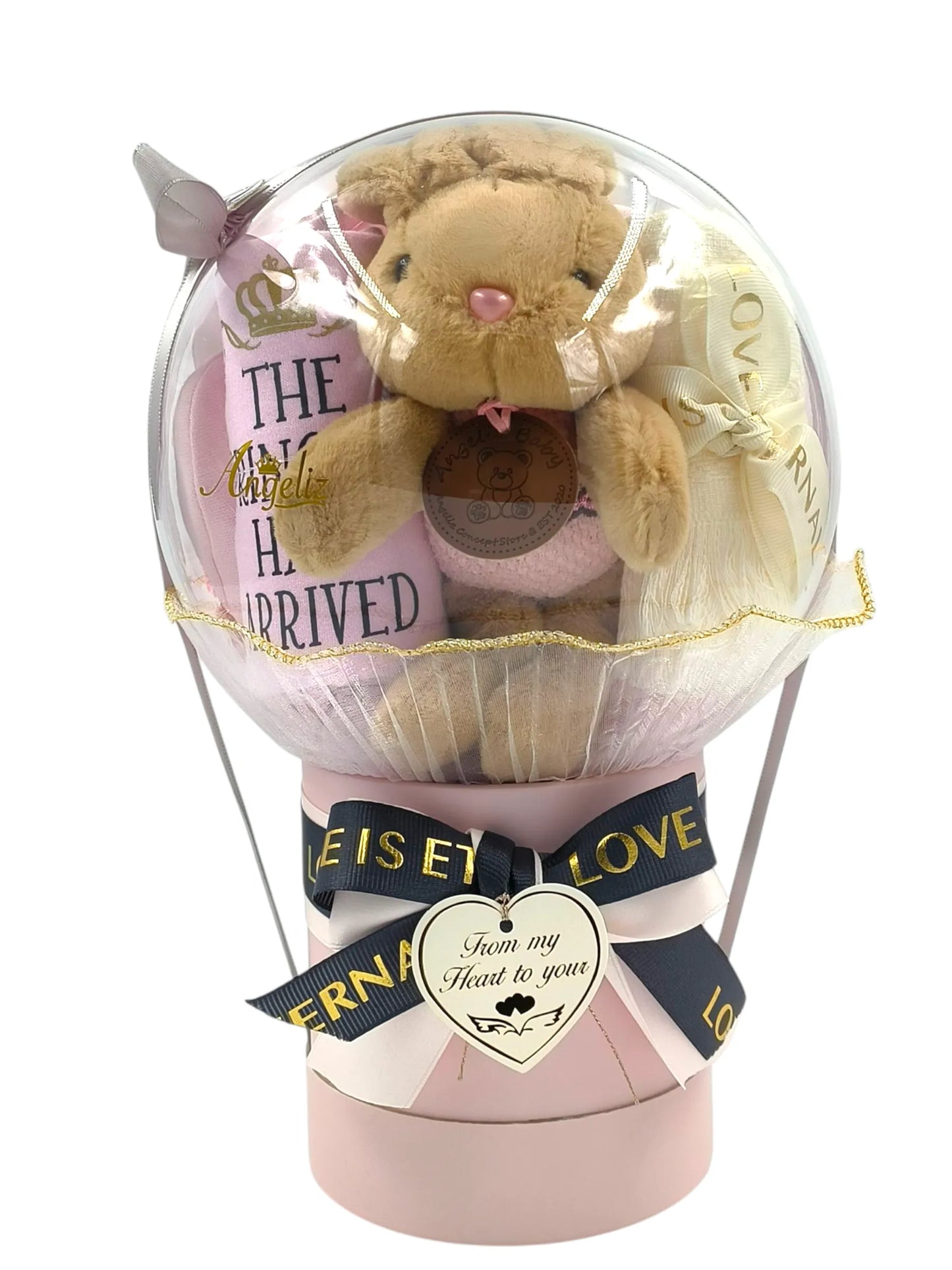 Angeliz Baby Gift Wishing Balloon Lucky Bunny Baby Hamper Set 11 Pcs - Pink