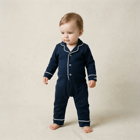 Baby Pima Romper Sleepsuit in Urban Navy