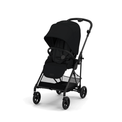 Black stroller on a transparent background
