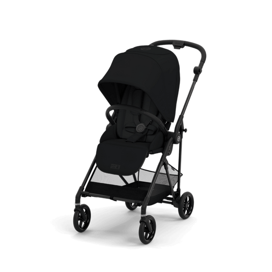 Black stroller on a transparent background