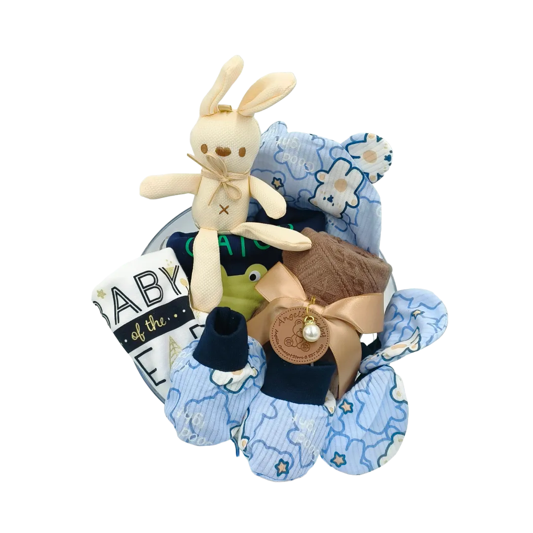 Angeliz Baby Gift Wishing Balloon Lucky Bunny Baby Hamper Set 11 Pcs -  Blue
