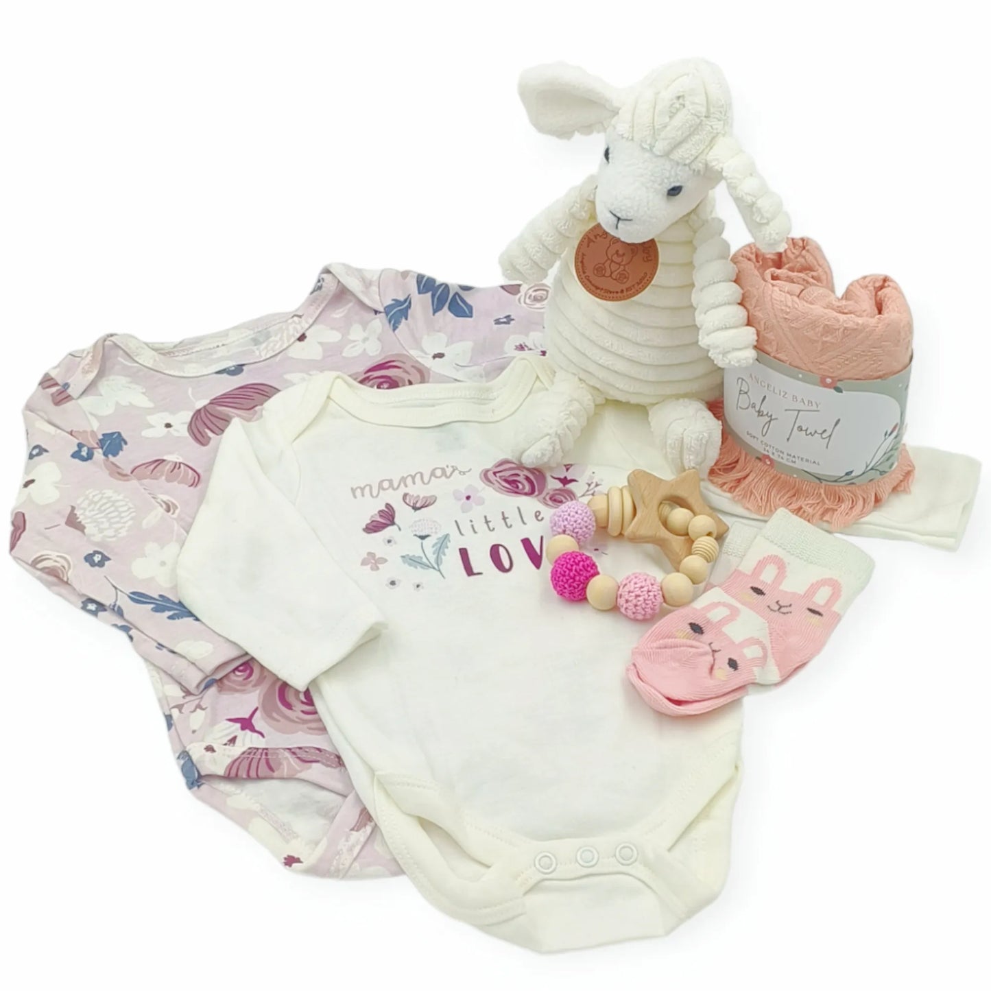 Angeliz Baby Gift Lovely sheep Wooden Box Hamper Set 8 pcs- Girl