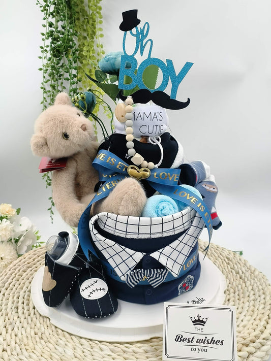 Angeliz Party Boy Tuxedo Jumpsuit & Grow up Hamper Set (25pcs)