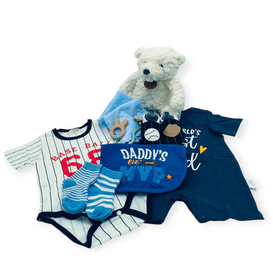 Angeliz Baby Gift Boy Sports First Hug Bear Baby Hamper Set 12 Pcs