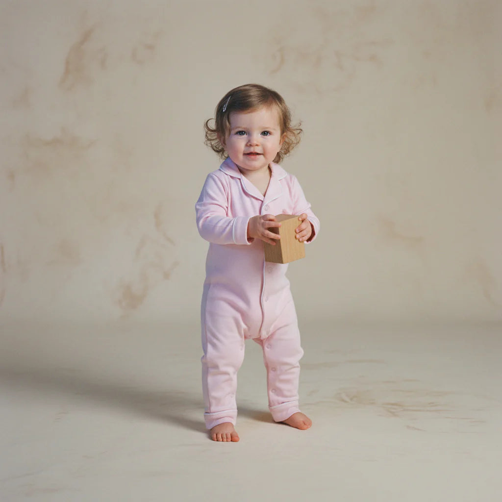 Baby Pima Romper Sleepsuit in Ballet Pink
