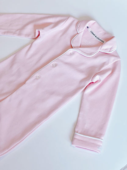 Baby Pima Romper Sleepsuit in Ballet Pink
