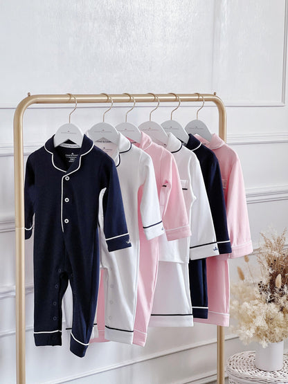 Baby Pima Romper Sleepsuit in Ballet Pink