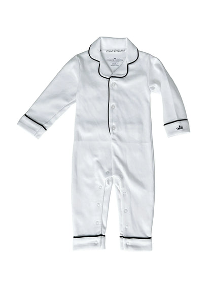Baby Pima Romper Sleepsuit in Classic White