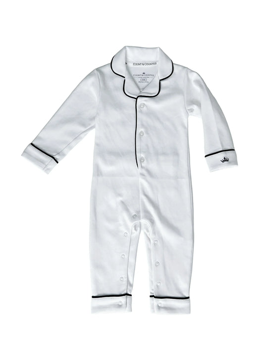 Baby Pima Romper Sleepsuit in Classic White
