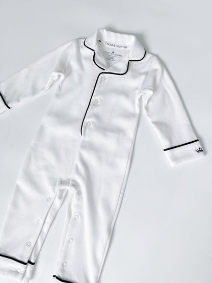 Baby Pima Romper Sleepsuit in Classic White