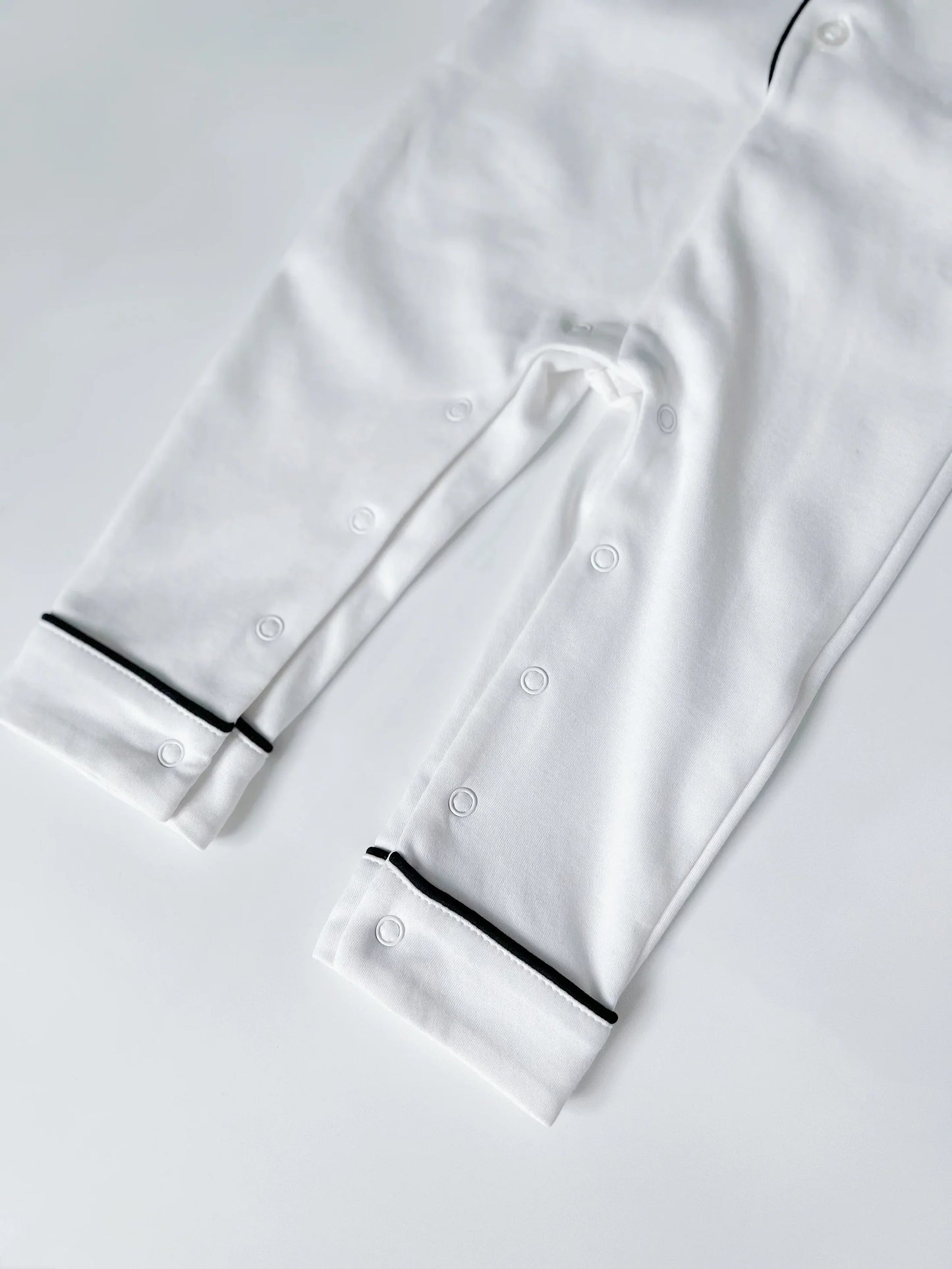 Baby Pima Romper Sleepsuit in Classic White