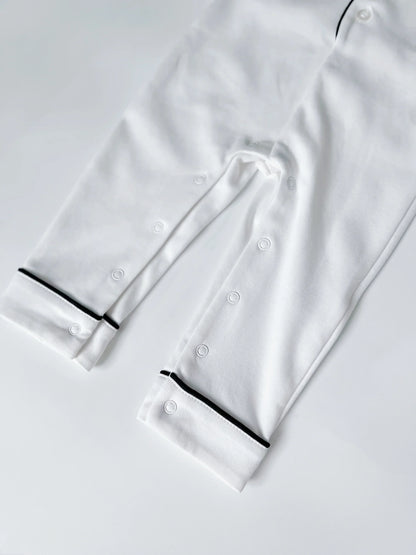 Baby Pima Romper Sleepsuit in Classic White