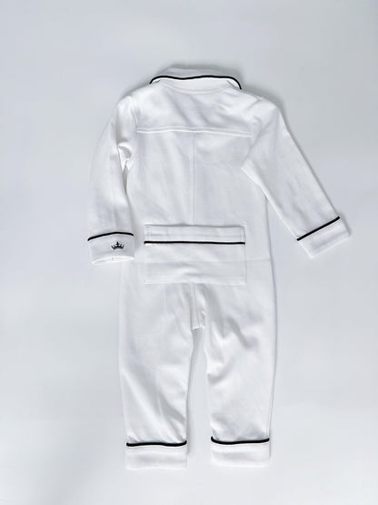 Baby Pima Romper Sleepsuit in Classic White