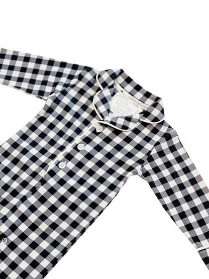 Baby Pima Romper Sleepsuit in Navy Gingham