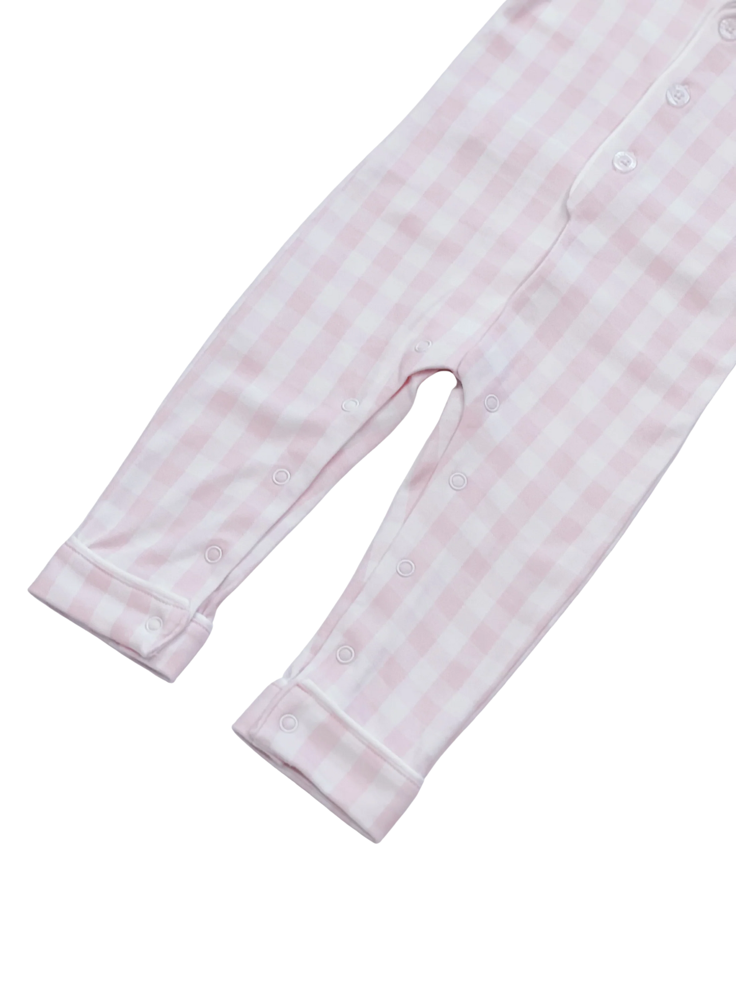 Baby Pima Romper Sleepsuit in Pink Gingham