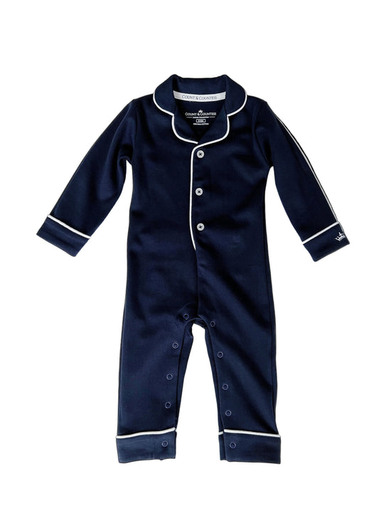 Baby Pima Romper Sleepsuit in Urban Navy