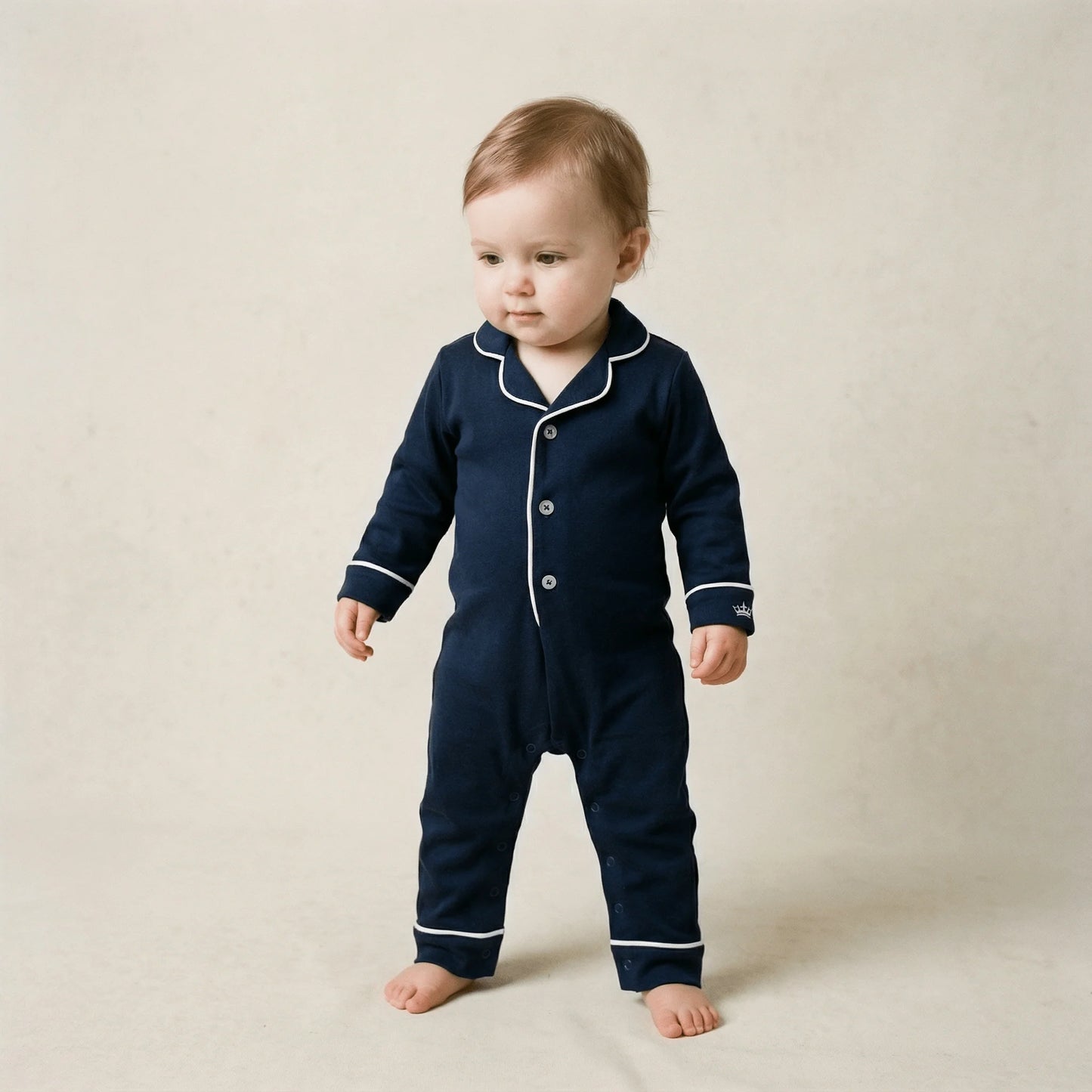 Baby Pima Romper Sleepsuit in Urban Navy