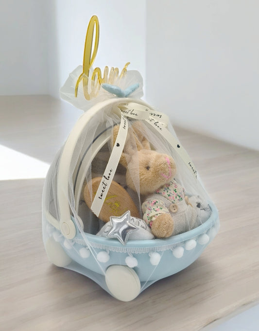 Angeliz Mini Cart Grooming Baby Hamper Set 9 Pcs- Blue