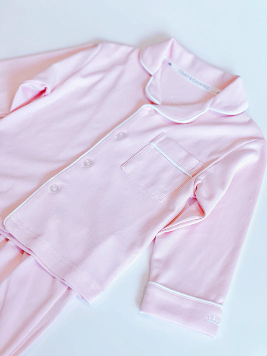 Kids Pima Loungewear Pyjamas in Ballet Pink
