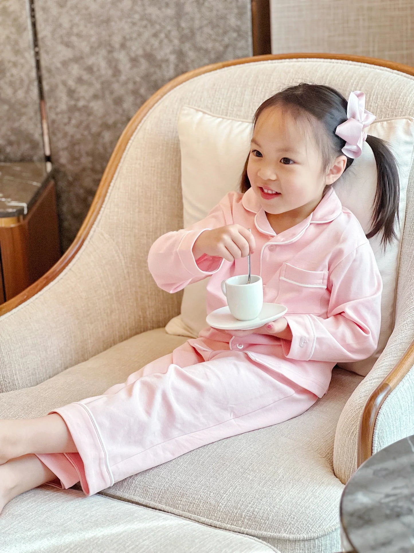 Kids Pima Loungewear Pyjamas in Ballet Pink
