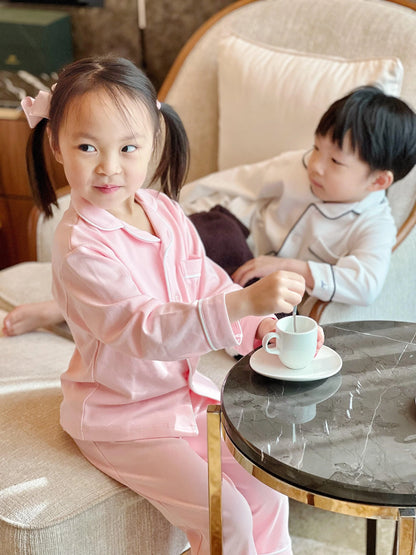 Kids Pima Loungewear Pyjamas in Ballet Pink