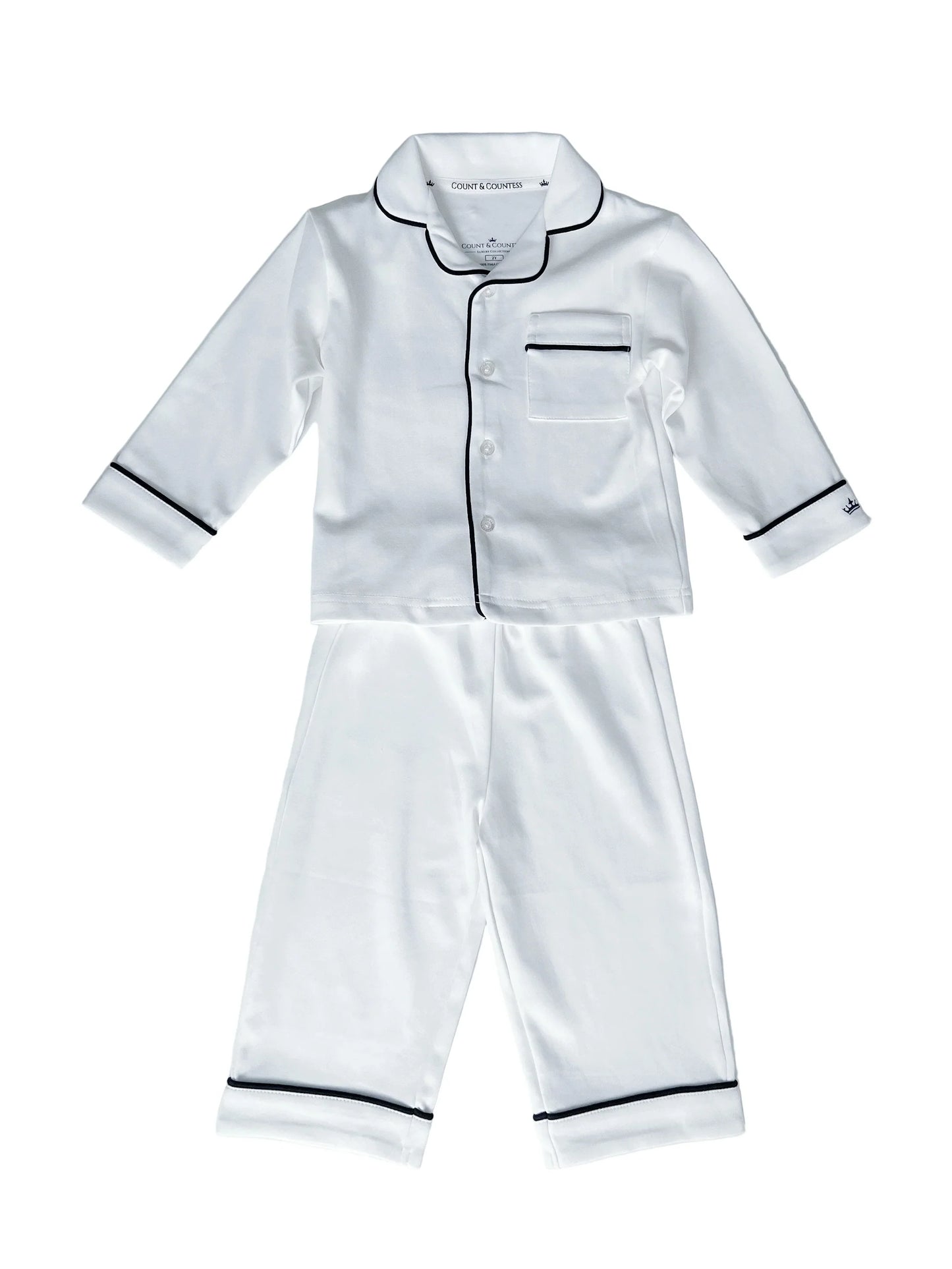Kids Pima Loungewear Pyjamas in Classic White