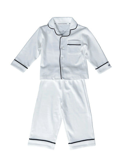 Kids Pima Loungewear Pyjamas in Classic White