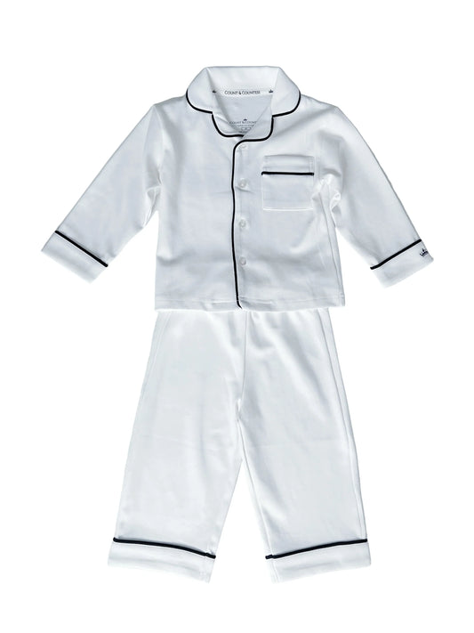 Kids Pima Loungewear Pyjamas in Classic White