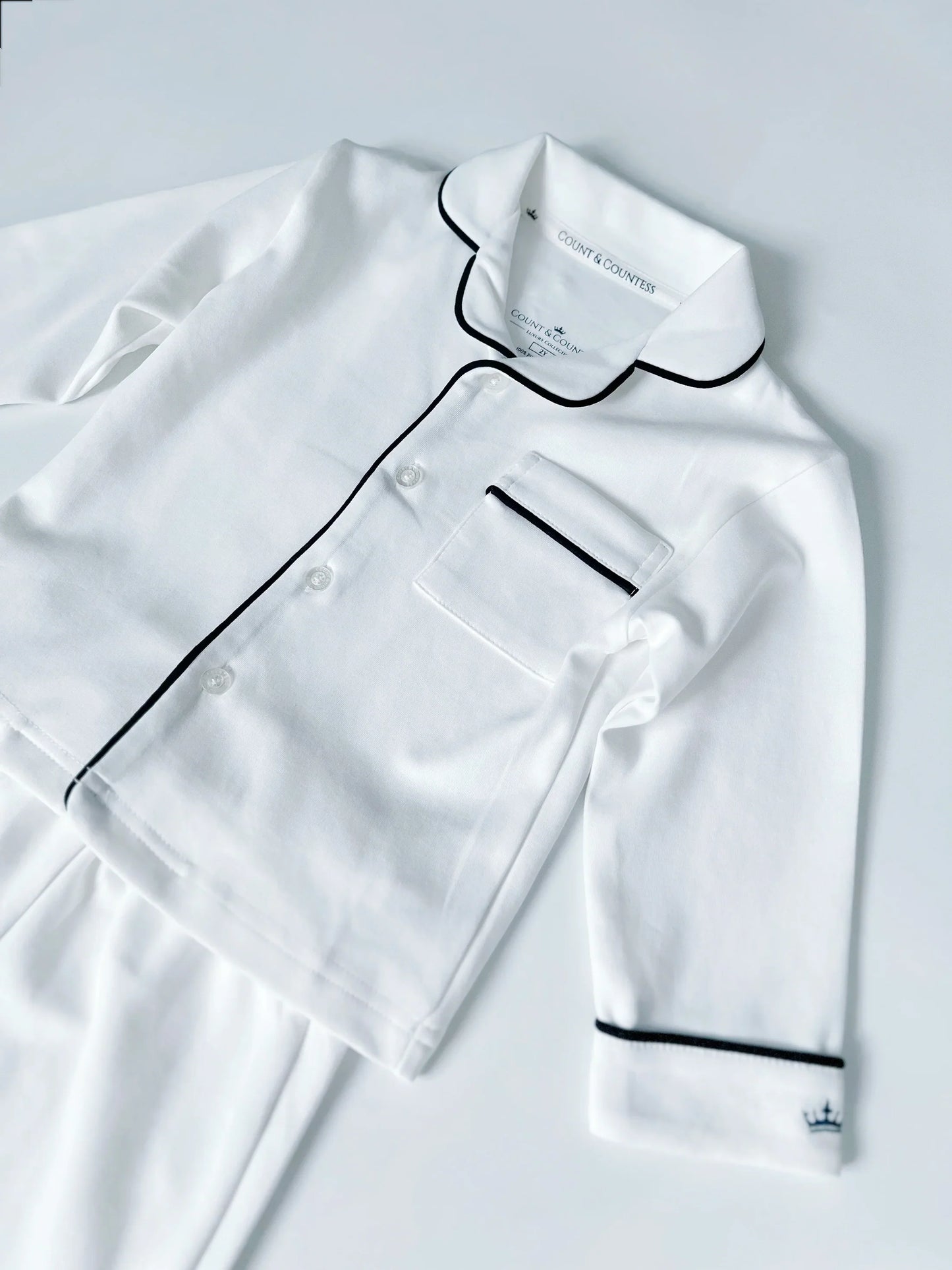 Kids Pima Loungewear Pyjamas in Classic White