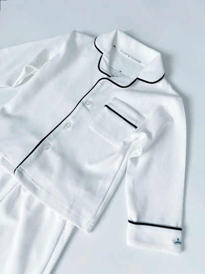 Kids Pima Loungewear Pyjamas in Classic White