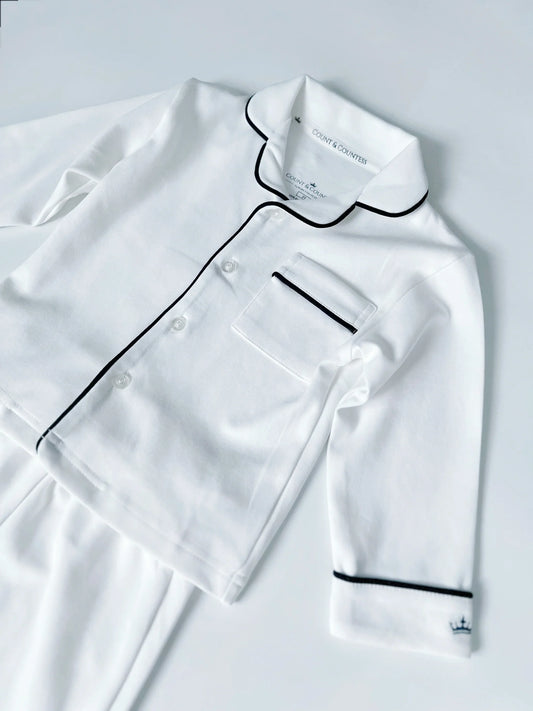 Kids Pima Loungewear Pyjamas in Classic White