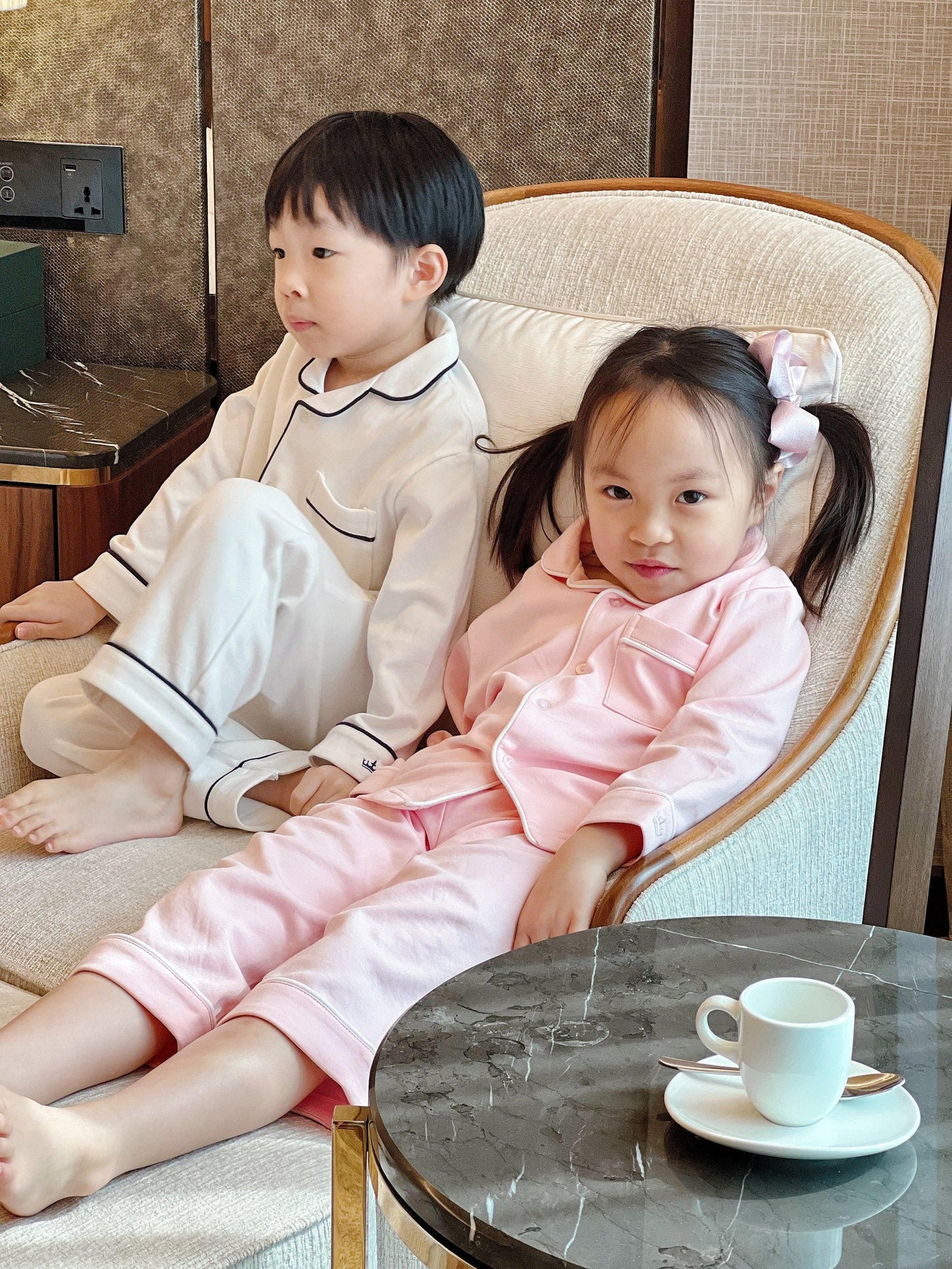 Kids Pima Loungewear Pyjamas in Classic White