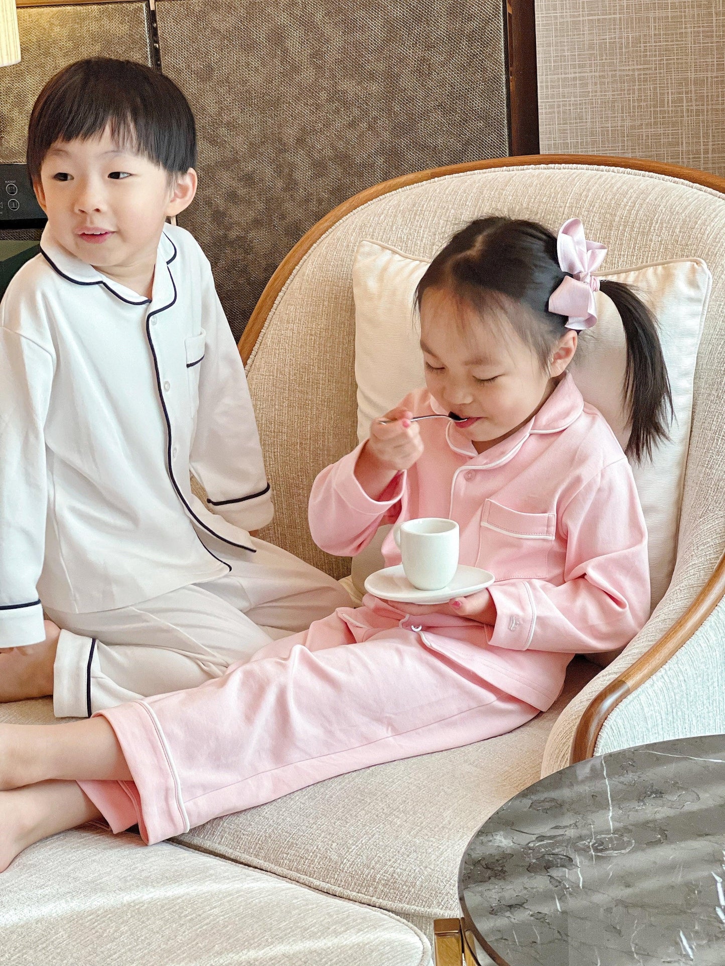 Kids Pima Loungewear Pyjamas in Classic White