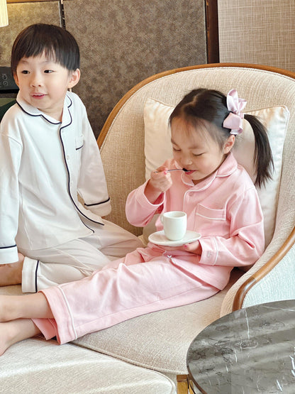 Kids Pima Loungewear Pyjamas in Classic White