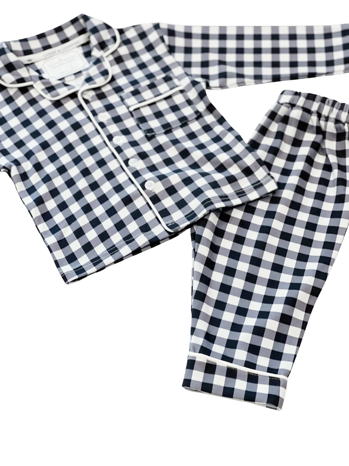 Kids Pima Loungewear Pyjamas in Navy Gingham