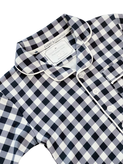 Kids Pima Loungewear Pyjamas in Navy Gingham