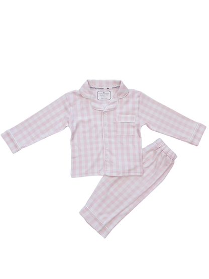 Kids Pima Loungewear Pyjamas in Pink Gingham