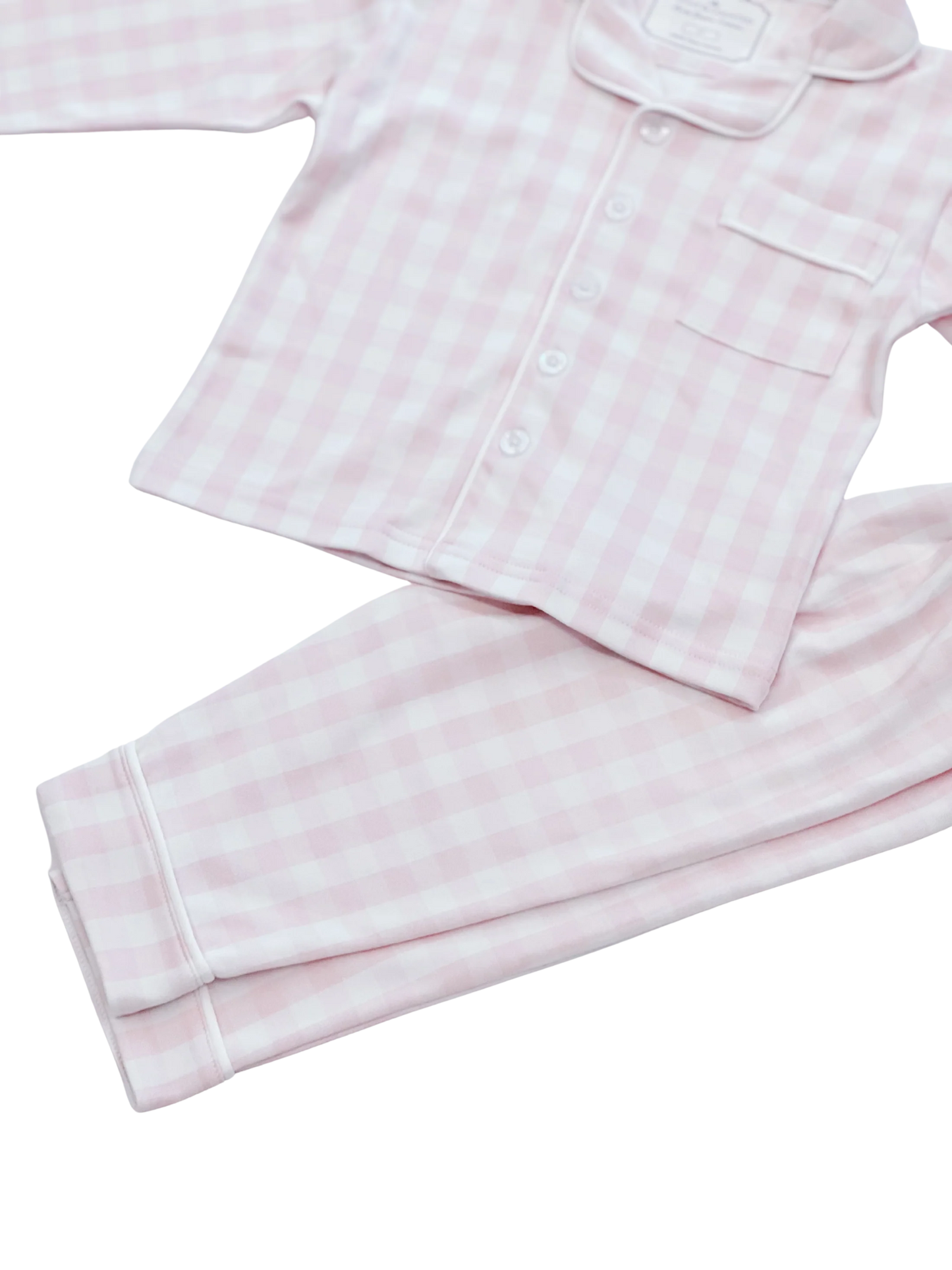 Kids Pima Loungewear Pyjamas in Pink Gingham