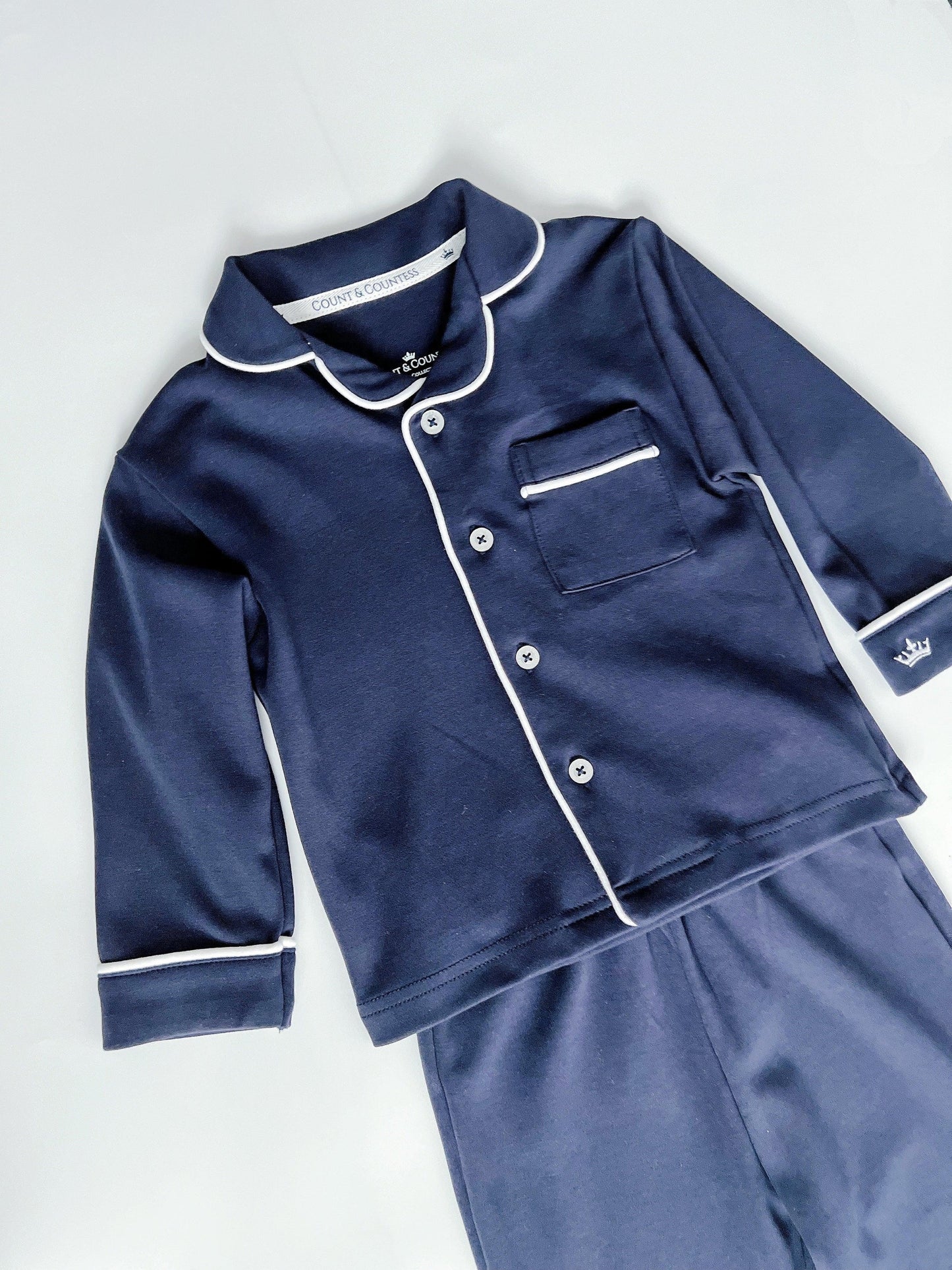 Kids Pima Loungewear Pyjamas in Urban Navy