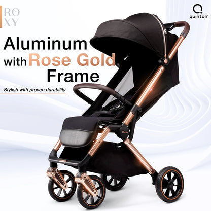 Quinton Roxy Rose Gold Frame Auto Fold Stroller