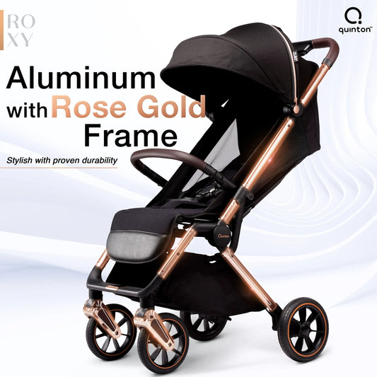 Quinton Roxy Rose Gold Frame Auto Fold Stroller