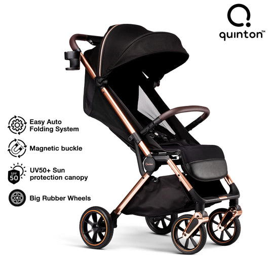 Quinton Roxy Rose Gold Frame Auto Fold Stroller