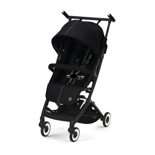Black stroller on a white background